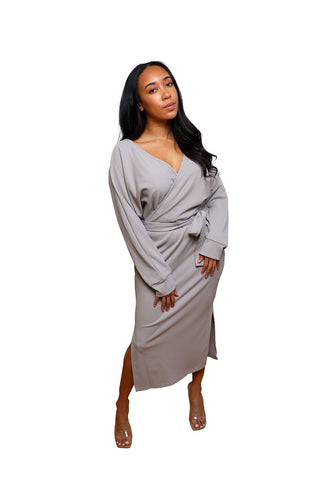 Ribbed Wrap Dress