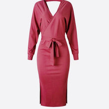 Load image into Gallery viewer, Ribbed Wrap Dress