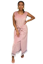 Load image into Gallery viewer, Double Wrap Dress (Pink/White Fringe)