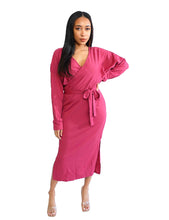 Load image into Gallery viewer, Ribbed Wrap Dress