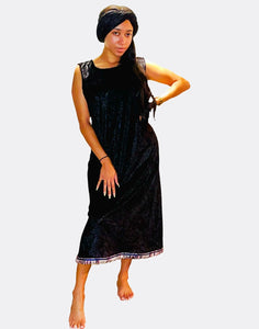 Double Wrap Dress (Black/Pink/White Fringe)